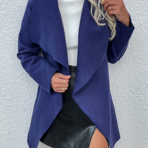 Royal Blue Waterfall Jacket Coat Minimalist Autumn - Picture 3 of 3